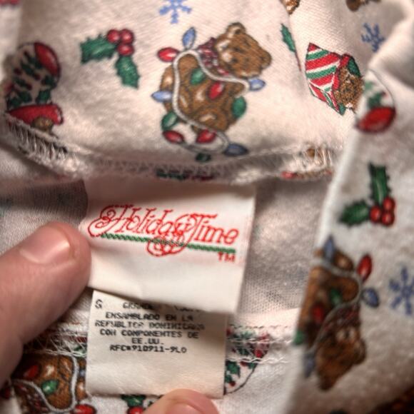 Holly Time Vintage Christmas Turtleneck Teddy Bear Print Sweater Large - Picture 3 of 6